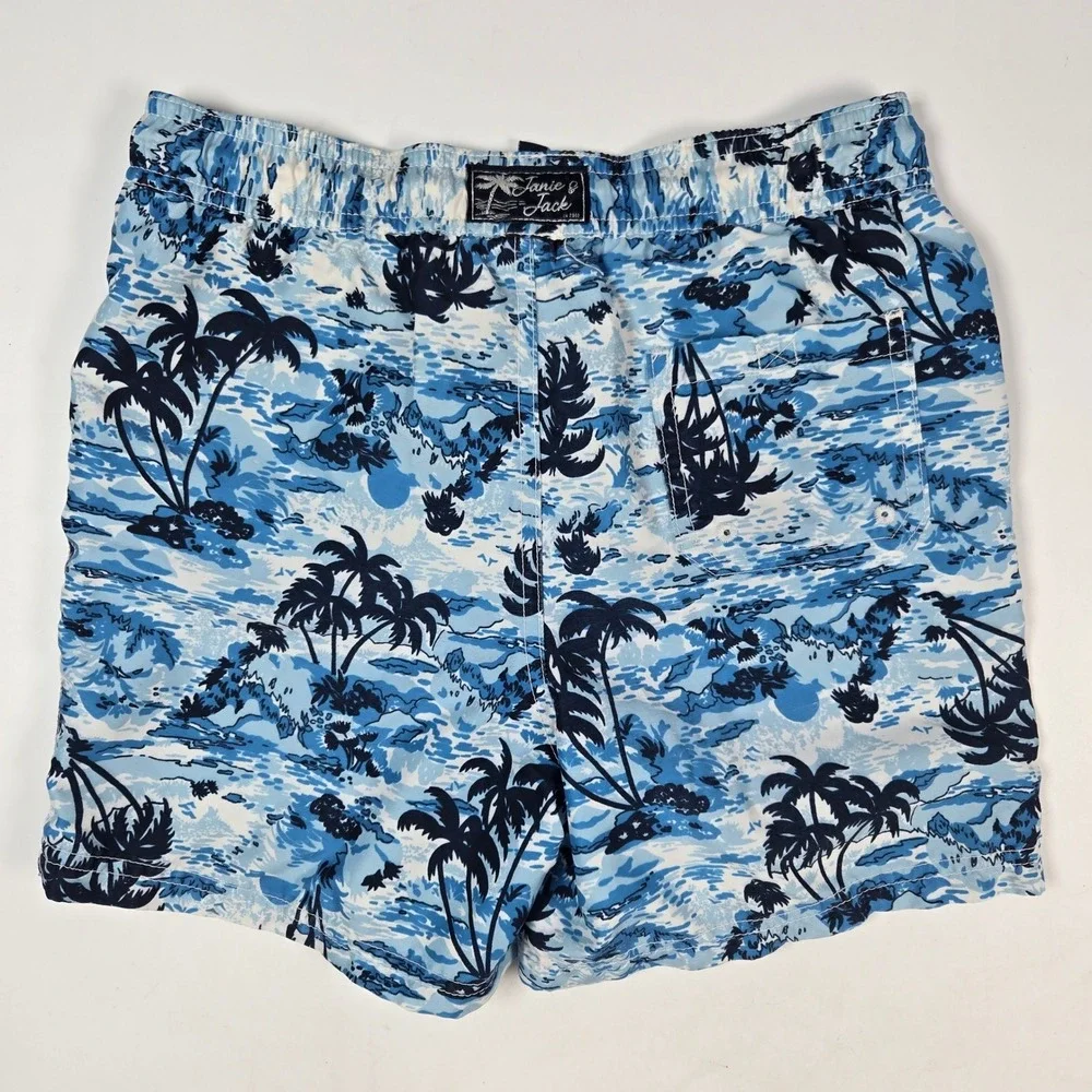 Janie and‎ Jack Swim Trunks Boys 10 Blue Tropical Palm Tree Print Beach Shorts
